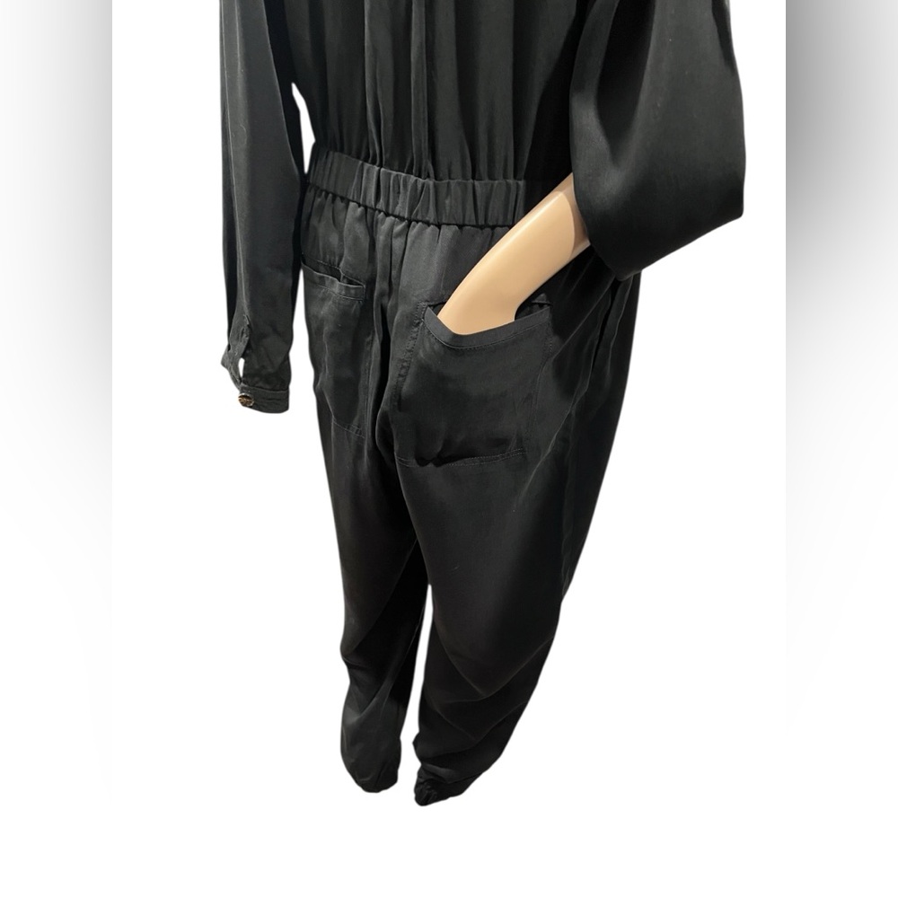 Banana Republic Womens Jumpsuit Tencel Flightless Utility Black Button Size 12 - Picture 7 of 16